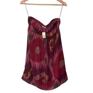 American Eagle Outfitters Burgundy Multi Strapless Mini Dress